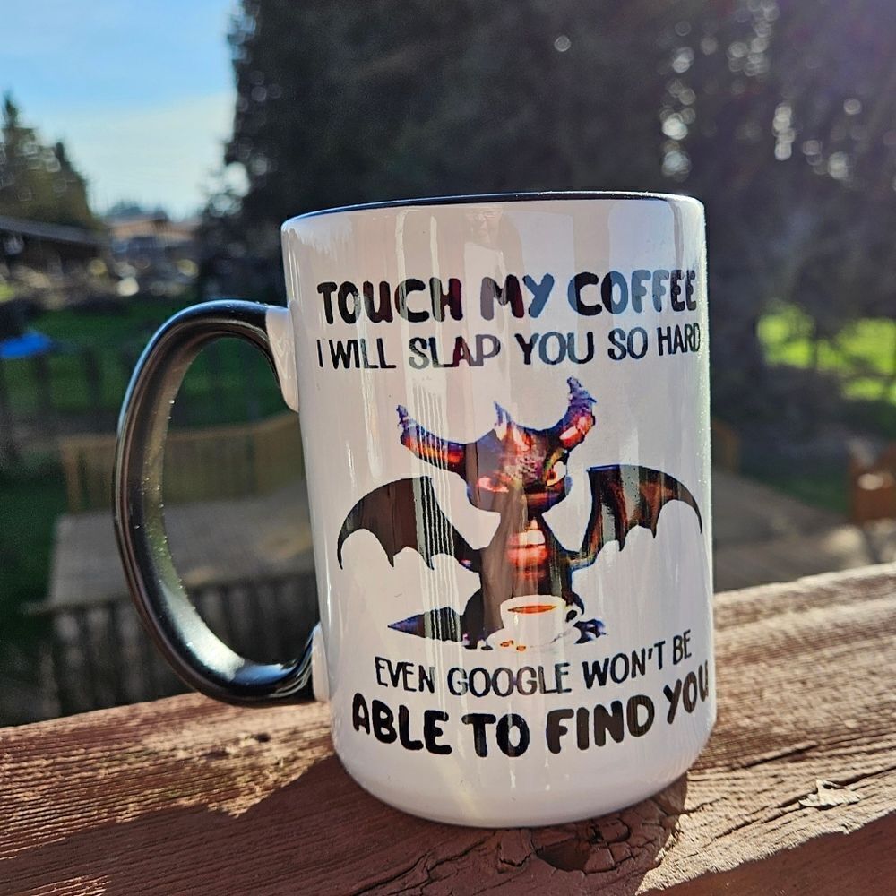 Dragon touch my coffee mug, 15 oz
